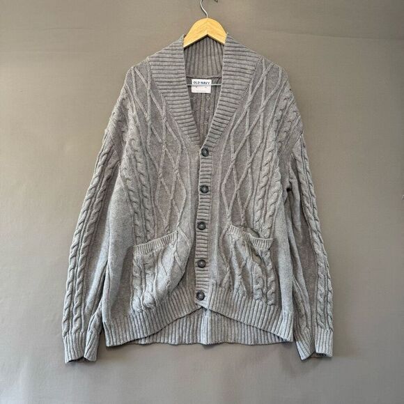 Old Navy Knit Cardigan Sweater Grey Mens Size XL Knit - Picture 1 of 9